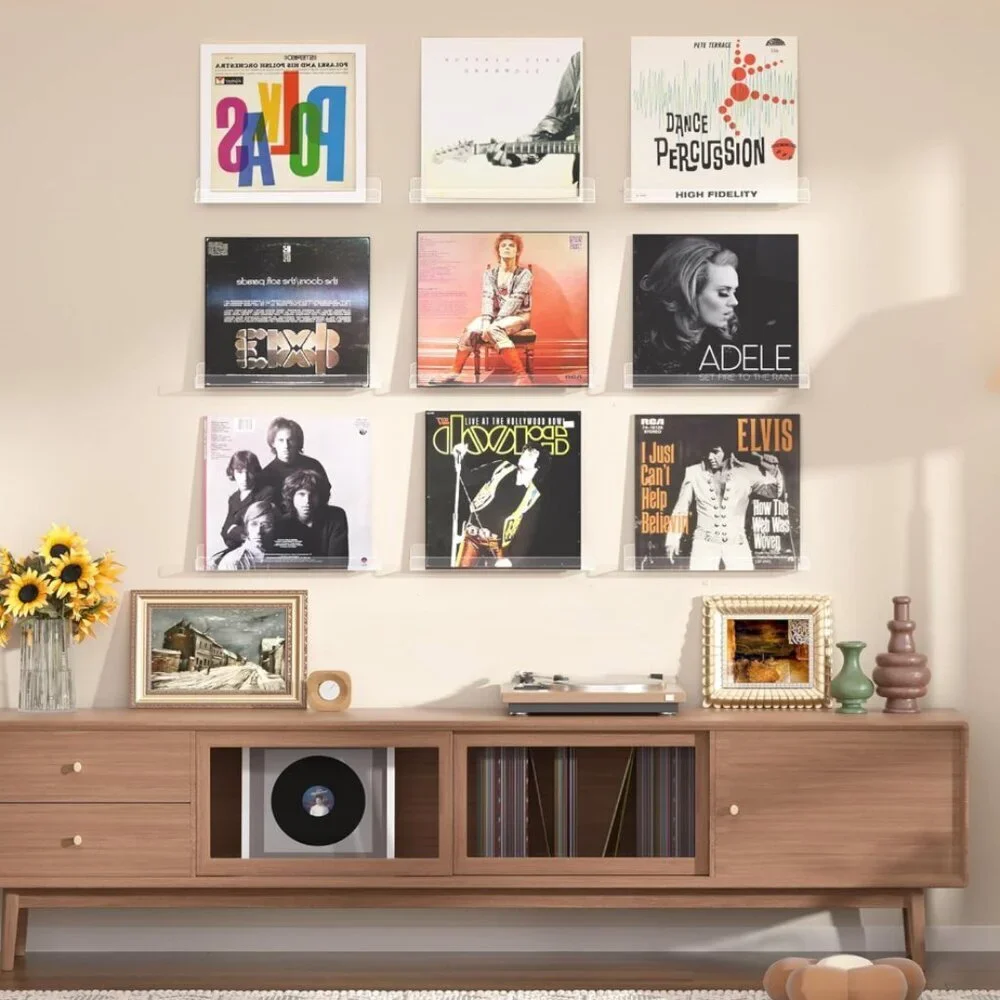 9 Pack Clear Acrylic Floating Shelves Wall Mount 12" Shelves - Picture 2 of 5